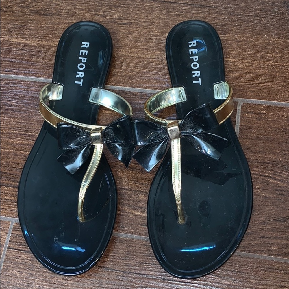Black Report Bow Sandals
